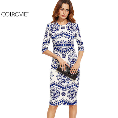 Blue And White Porcelain Print Slim