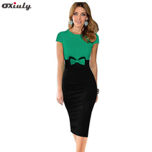 Womens Elegant Bowknot Patchwork Short Sleeve High Waist