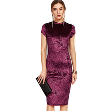 COLROVIE Burgundy Velvet Bodycon Midi Dress