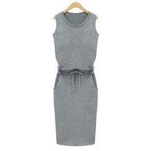 Summer Casual Dress Women Sleeveless Cotton Slim