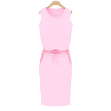 Summer Casual Dress Women Sleeveless Cotton Slim