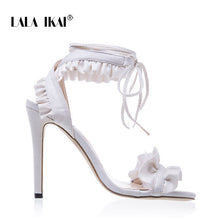 LALA IKAI Cross Bandage High Heels Sandals Women