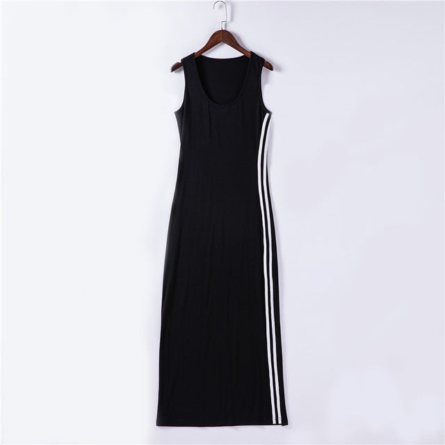 Women Striped Bodycon Long Beach Summer Dress