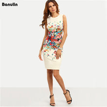 Banulin Multicolor Print Bodycon Dress Sleeveless Sheath
