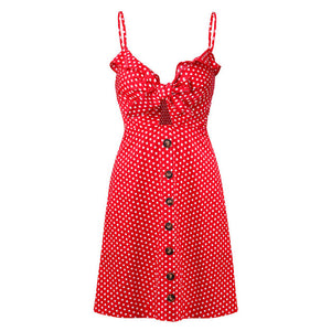Ebizza Spaghetti Strap Polka Dots Print Dress