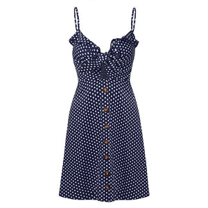 Ebizza Spaghetti Strap Polka Dots Print Dress