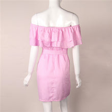 Women'S Stripe Mini Dress Casual Sexy Slash Neck Ruffles